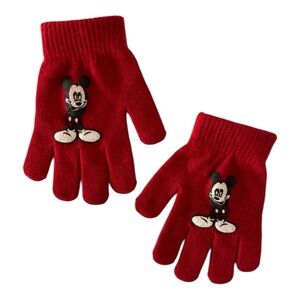 Vintage 90’s Disney Mickey Mouse Kids Size Red Winter Gloves by Mickey Unlimited